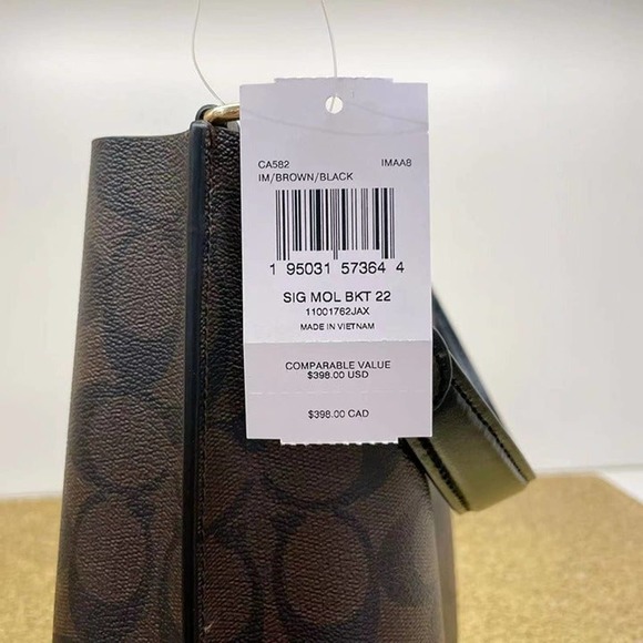 Coach CA582 Mollie Bucket Bag 22 In Signature Canvas In Gold/Brown Black - Picture 6 of 6